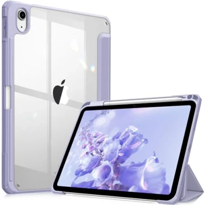 Bild av Fintie Hybridfodral kompatibelt med iPad 10:e generationen 2022 (10,9 tum) [ultratunt] stöttåligt klart skydd inbyggd pennhållare, automatisk uppvakning/sömn, lila