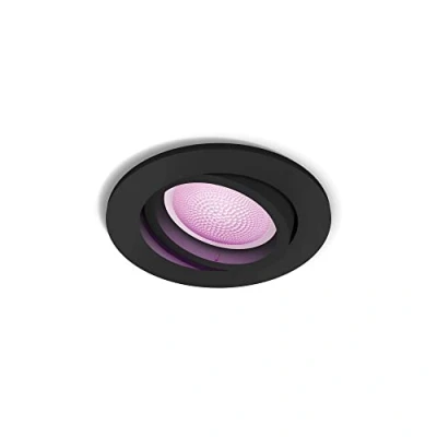 Bild av Philips Hue Centura svart rund: infälld spotlight, GU10 spotlights (5.7W), White and Color, Zigbee &amp; BT, röststyrning via Amazon Alexa, Google Home, Siri