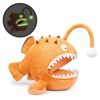 Bild av lilizzhoumax 28 cm/11 tum fisk plyschleksaker, simulering fiskleksak realistisk docka, lysande plyschleksak, halloween skräckdekoration, present till vänner och barn