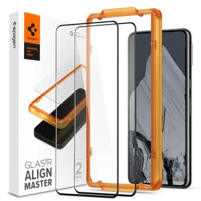 Bild av Spigen AlignMaster Skärmskydd kompatibel med Google Pixel 8 Pro, 2 Stycken, met sjabloon voor installatie, Full Täckning, kristallklart, Case friendly, 9H härdat Glas