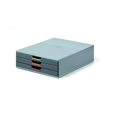Bild av Durable 760327 förvaringsbox VARICOLOR 3 lådor i olika färger och etiketthållare