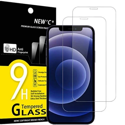 Bild av NEW&#039;C 2 Pack, skärmskydd i glas för iPhone 12 Mini (5,4 Tum), bubbelfri, 9H hårdhet, 0,33 mm ultratransparent, ultrabeständigt härdat