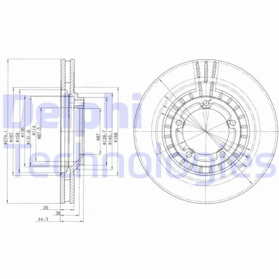 Bild av DELPHI BG4134 Disque de frein 274 26 5 ventilé huilé non traité sans roulement roue, bague ABS HYUNDAI: H 1 Cargo, / Satellite MPV