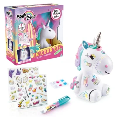 Bild av Canal Toys Style for Ever enhörningsfigur för att designa själv vacker enhörningsleksak flickor måla med klistermärke OFG 106 vit