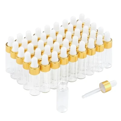 Bild av Parfumlism pipettflaska 5ml, 50 pack glas med pipett, pipett flaska mini sminkbehållare för eteriska oljor, nagelolja och nagelbandsolja, serum
