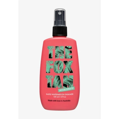 Bild av The Fox Tan Rapid Watermelon Shimmer Skimrande solbränna accelerator utan självbränna, solspray för ansikte och kropp, sol solarium, 120 ml