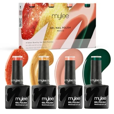 Bild av Mylee Gel Nagellack Set 4x10ml [Mehndi] UV/LED Soak Off Nail Art Manikyr Pedikyr för professionell, salong och hemmabruk [Unveiled Collection] Långvarig lätt att applicera