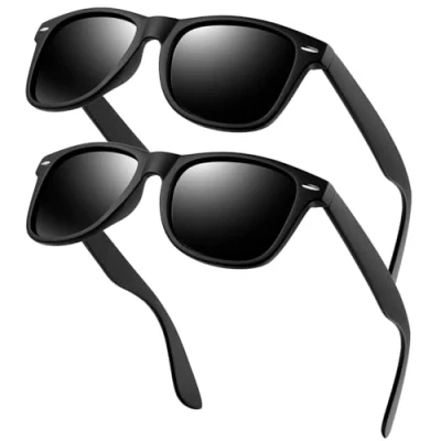 Bild av KANASTAL Solglasögon Herr Polariserade, Två Dam UV400 Extra Mörka, Män Kvinnor Summer Sunbathing Sunglasses Retro（2 Pack）