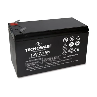Bild av Tecnoware 12V 7Ah förseglat blybatteri för UPS, videoövervakning och larmsystem Faston anslutning 6,3 mm Storlek 15,1 x 9,4 6,5 cm