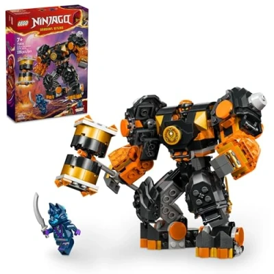 Bild av LEGO NINJAGO Coles Elemental Earth Mech Mini ninja leksak, anpassningsbar actionfigur äventyrsleksak med Cole och Wolf Warrior minifigurer, present för pojkar, flickor barn i åldrarna 7