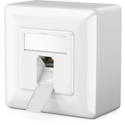 Bild av deleyCON 1x CAT6 Universellt Nätverksuttag RJ45 Port Skärmad Ytmonterad eller Infälld 1 Gigabit Ethernet Nätverk EIA/TIA 568A&amp;B Vit
