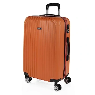 Bild av ITACA Vagn resväska, 70 cm, Stor storlek XL, ABS. Styv, resistent, robust och lätt. kapacitet. Teleskophandtag, 2 infällbara handtag, 4 hjul, Mandarin