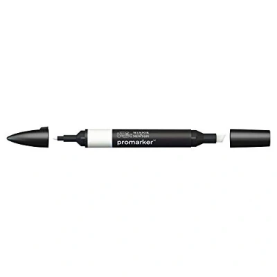 Bild av Winsor &amp; Newton 0203372 ProMarker professionell layoutmärkpenna 2 spetsar, fin och bred för ritningar, design layouter varm grå 0, 1 styck (1 pack)