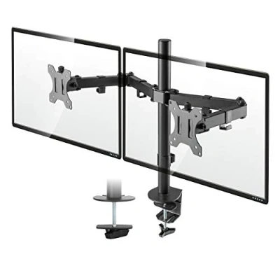 Bild av TTAP Monitorfäste för 1332 tums skärmar dubbelarmsskrivbordsstativ med klämma ergonomisk 90 lutning, 360 rotation och 180 svängbar arm VESA mått: 75x75100x100 (dubbelarm)