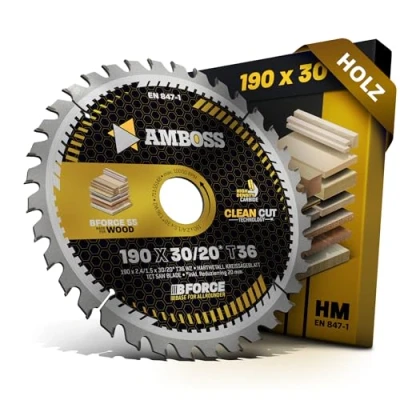 Bild av HM cirkelsågblad 190 x 30 20 Z36 växeltand för trä allround. Amboss Werkzeuge® Sågklinga mm + reduceringsring 2030 mm, delar. till Bosch GKS 190, 65 Metabo KS66, DWE576,