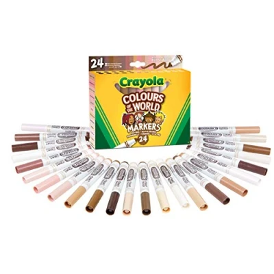 Bild av CRAYOLA Colors of the World tvättbara markörer blandade Färger (paket med 24) som representerar hudtoner från hela världen Perfekt för barn i åldern 3+