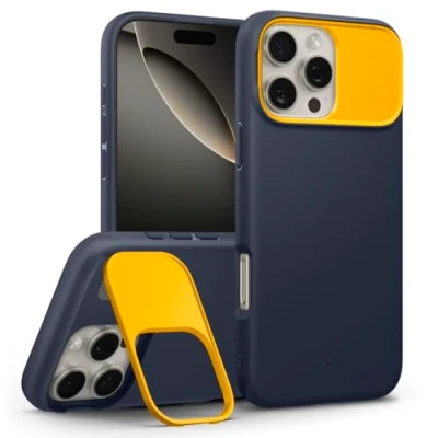 Bild av Caseology Nano Pop Mag stativ för iPhone 16 Pro Max fodral [metallställ kameraskydd] militärkvalitet droppskyddsfodral blåbär marin
