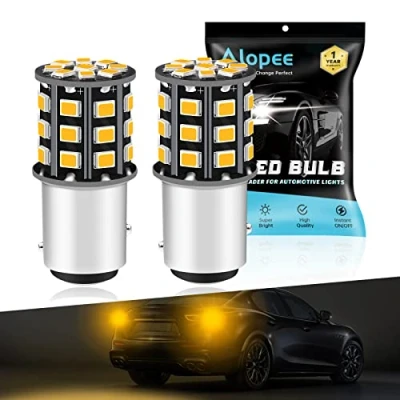 Bild av Alopee LED lampor till bil, blinkersljus, P21/5W 1157 BAY15D 12 V 24 V, extremt ljus bärnsten/gul, 2835 33 SMD ersättning för 1016, 1034, 7528, 2057, 2357 glödlampa (2 st)