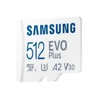 Bild av Samsung EVO Plus MB MC512KA Flash minneskort (microSDXC till SD adapter inkluderad) 512 GB A2 / Video Class V30 UHS I U3 Class10 mikroSDXC vit