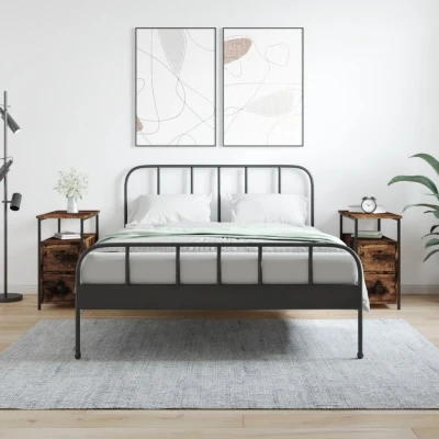 Bild av Sängbord 2 st rökfärgad ek 30x60x60 cm konstruerat trä