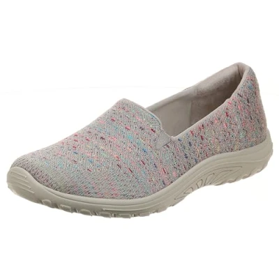Bild av Skechers Dam Reggae Fest Wicker Engineered Stickad Twin Gore Slip on (videor) Loafer Flat, Mullvadsbrunt, 39 EU