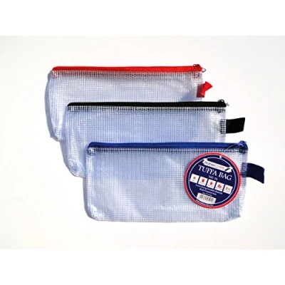 Bild av DL Tuff Bag 12 st fickor med dragkedja i transparent vattentät plast förstärkt robust nät