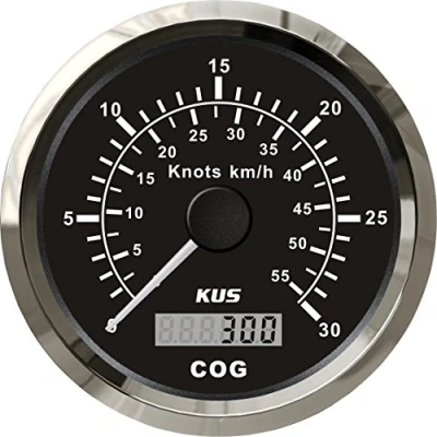 Bild av KUS GPS hastighetsmätare/vägmätare 30 knutar 55 KM/H, 85 mm, bakgrundsbelysning (svart)