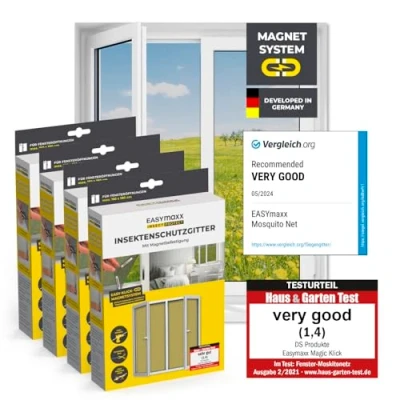 Bild av EASYmaxx Insect Protect insektsnät fönster med magnetisk fastsättning myggnät till storlek insektsskydd upp 150 x 180 cm myggskydds magnet enkel montering [4 stycken]