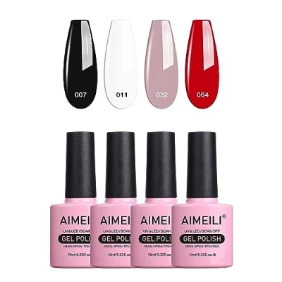 Bild av AIMEILI Gel nagellack, UV/LED blötläggning gelpolering Polish uppsättning nagellackgeler 4 färger 10ml