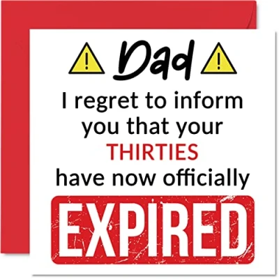 Bild av Roliga 40 årsdagskort för pappa Your Thirties Have Expired Grattis på födelsedagen kort från son dotter, 145 mm x skämt humor födelsedag gratulationskort present