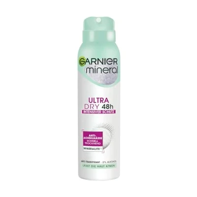 Bild av Garnier Deodorantspray, antiperspirant, intensivt skydd mot kroppslukt och underarmvätta, upp till 48 timmars effekt, Mineral UltraDry