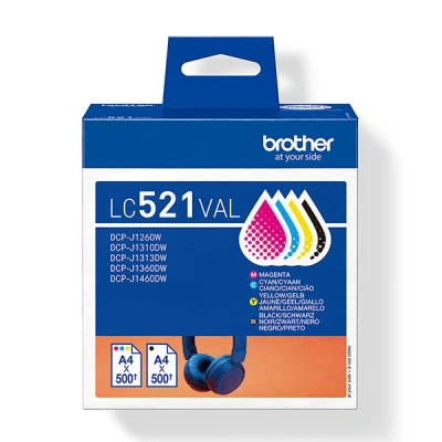 Bild av Brother LC 521VAL BK/C/M/Y bläckpatron 4 pack (original)