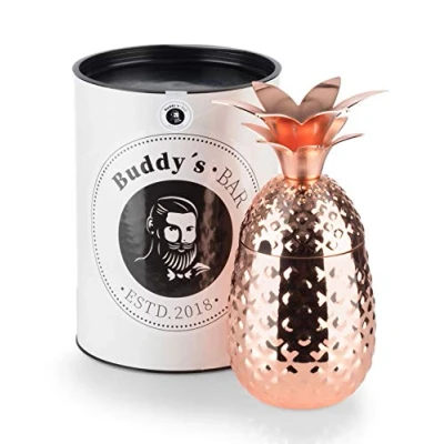 Bild av Buddy&#039;s Bar 1 ananas cocktailkopp, 450 ml, mugg, högkvalitativ mugg i rostfritt stål, livsmedelssäker, cocktailmugg inkl. presentförpackning, st, polerad koppar