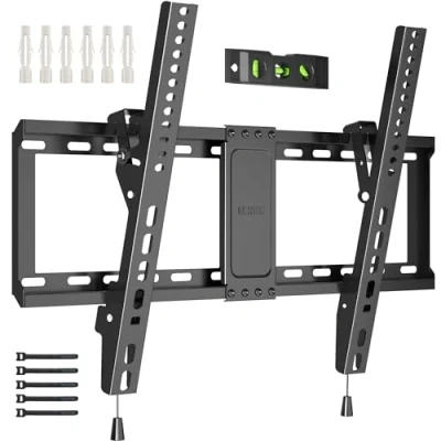 Bild av BONTEC TV väggfäste för de flesta 37 82 tums LED LCD Platta och Böjda Plasma apparater, Lutningsbart med Max. VESA på 600x400mm, upp till 60 kg, Bubbelnivå, 1,8 m HDMI kabel kabelbindare ingår