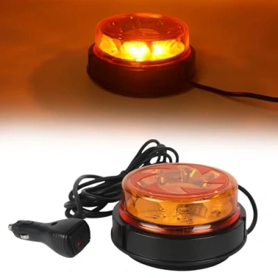 Bild av AOHEWEI Led varningsljus Bärnstensfärgad, 4 blinkande &amp; 2 roterande mönster 12/24V 16st Strobe lampa med magnetisk bas för fordonsskobuss traktorgrävmaskiner lastbil