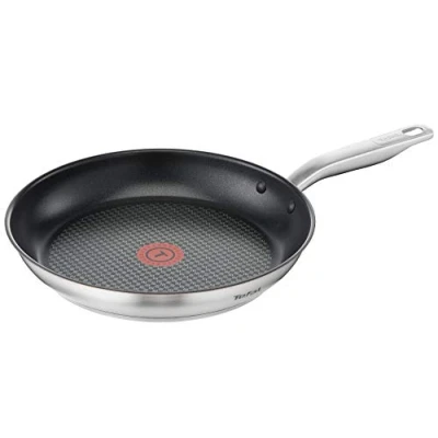 Bild av Tefal Virtuoso stekpanna E49106 28 cm belagd 10 års garanti högkvalitativt premium rostfritt stål non stick titanbeläggning temperaturindikator termosignal lämplig för induktion