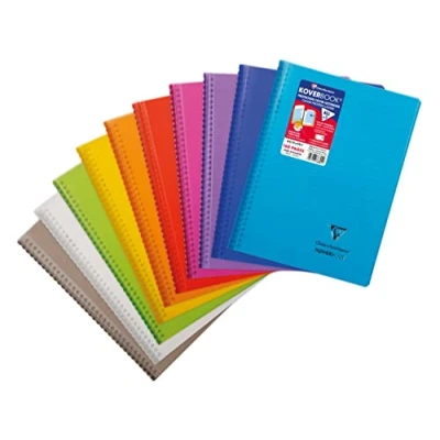 Bild av Clairefontaine 376801C Un Cahier à Spirale Koverbook A4 21x29,7 cm 160 Pages Lignées avec Marge Papier Blanc 90 g Couverture Polypro Couleur Aléatoire