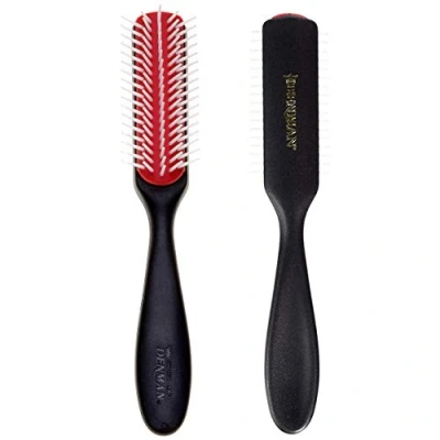 Bild av Denman Brush D143 Original Styler 5 Row Long Handle Hair For Curly Hair, Fringes and Bangs, Blow Drying &amp; Styling in Black Red