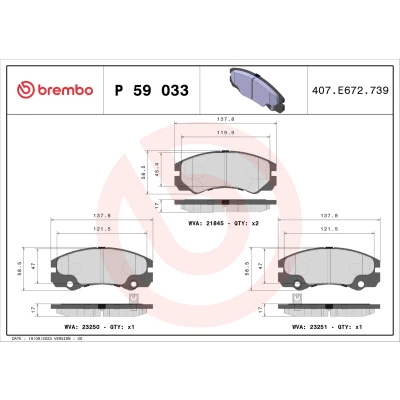 Bild av BREMBO P 59 033 Jeu de plaquettes frein préparé pour indicateur d&#039;usure sans accessoires OPEL: Frontera B SUV