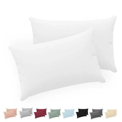 Bild av Twinzen® Örngott 40x70 (Set om 2) Jersey 100% bomull 150 GSM Vit Kuddfodral med dragkedja Oeko Tex certifierad