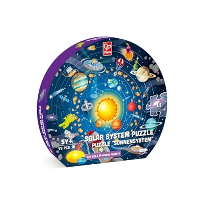 Bild av Hape Solar System Puzzle, Round Puzzle Toy for Kids, Solid Wood Pieces and a Glowing LED Sun