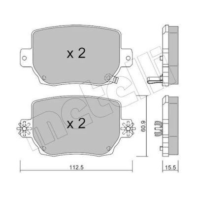 Bild av METELLI 22 1334 0 Jeu de plaquettes frein avec indicateur d&#039;usure TESLA: Model Y, 3