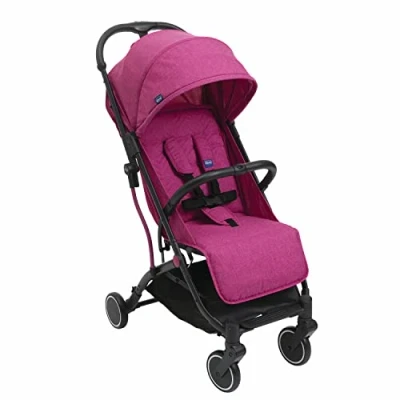 Bild av Chicco Trolley Me Lättviktsvagn i 0 månader vid 15 kg, liggande och hopfällbar barnvagn med vagnfunktion, kompakt stängning, regnskydd utdragbar baldakin, Aurora Pink