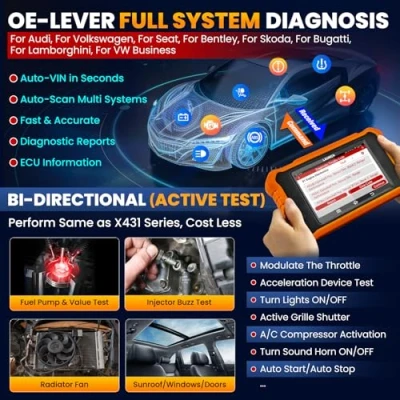 Bild av LAUNCH X431 Creader Elite 2.0 OBD2 Diagnosenhet för VW/för Audi/för Skoda/för Seat/för Bentley,Dubbelriktad Scanner Hela Systemet, 50+ återställningsfunktioner, ECU Kodning Auto VIN