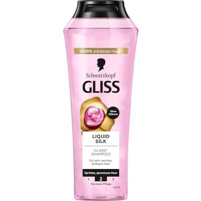 Bild av Gliss Shampoo Flytande Silk (250 ml), hårschampo för en naturlig glans, vårdschampo jämnar ut hårytan exceptionellt mjukt hår