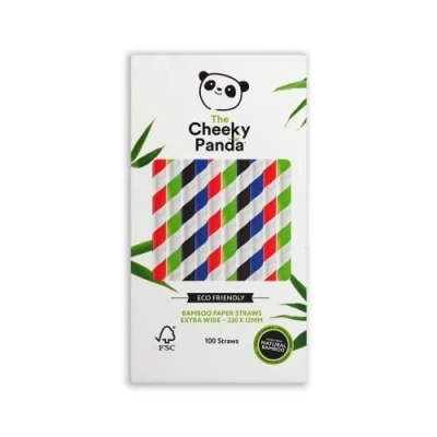 Bild av The Cheeky Panda bambu papper bubbla te sugrör 100 flerfärgade breda För Boba te, milkshakes och smoothies