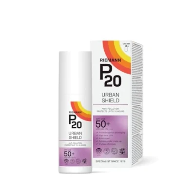 Bild av P20 ® Urban Shield SPF 50+ Skydd mot dagliga miljöressorer UVA och UVB strålning, utomhusdamm, tungmetaller rök Det skyddar för tidigt åldrande 50 g