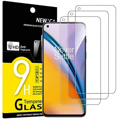 Bild av NEW&#039;C 3 Pack, skärmskydd i glas för OnePlus Nord 2 5G, 2T bubbelfri, 9H hårdhet, 0,33 mm ultratransparent, ultrabeständigt härdat