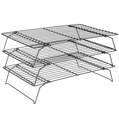 Bild av CUESVAP 3 nivåer non stick trådkylställ, hopfällbara bakverktyg och tillbehör för tårta, grillning, kakor kex, 40 x 25 cm