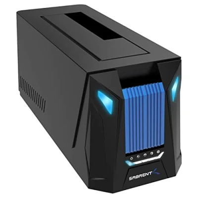 Bild av Sabret USB C dockningsstation för M.2 NVMe och SATA 2,5 tum 3,5 tums hårddisk, SSD HDD M2 hölje, 2242, 2260 2280 med offline kloning + strömförsörjning, A kablar ingår